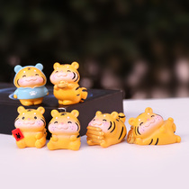 Cute Little Tiger Blind Box Cartoon Small Animal Model Car Pendulum Doll Micro Landscape Toy New Year Small Gift