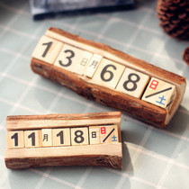 zakka retro creative log ornaments Calendar desk calendar home desktop decorations personality perpetual calendar crafts