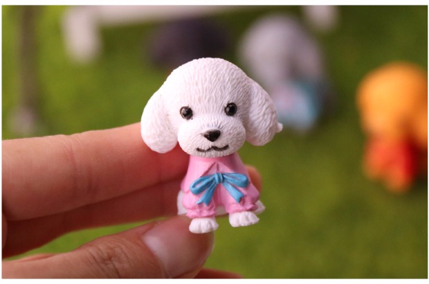 Chó trang trí siêu nhỏ dễ thương Teddy puppy búp bê bức tượng trang trí vi cảnh thịt trong chậu trang trí máy tính để bàn decor nhà