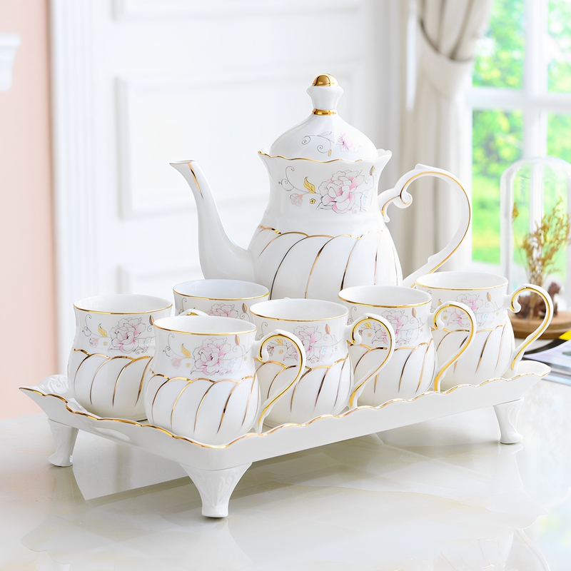 European-Style Water Cup Set, Ceramic High-End Living Room Cup Set, Family Light Luxury Teapot, Tea Set, Tea Cup, Household Cup Set