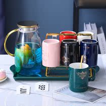 Glass cool white water bottle summer home temperature cold water bottle cold water bottle cold water cup high color value large capacity set