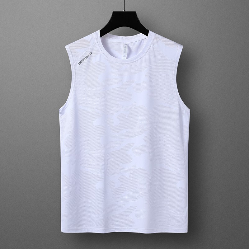 Outlet】Men's Summer Sports Vest, Ice Silk Quick-Drying, Elastic Running Fitness Training Sleeveless T-Shirt