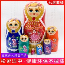 Russian specialty 7-layer set of doll cute female childrens educational toy handmade basswood hand gift