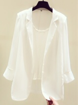 Chiffon small blazer women design sense niche 2021 Spring Summer new thin casual sun sun suit top