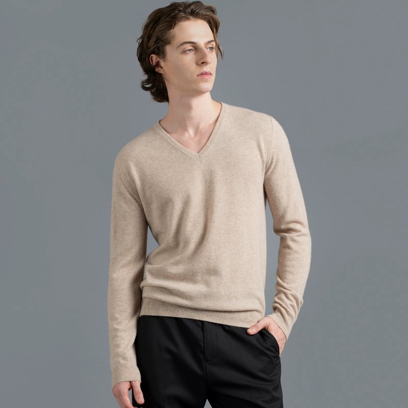 322 hội thảo 2018 mùa thu và mùa đông mới tinh khiết cashmere nam v-cổ chạm đáy áo len mỏng đan - Hàng dệt kim