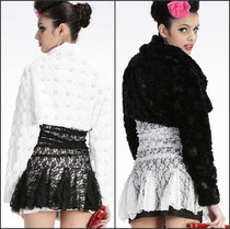 Mao's coat Promote black white hair belt bright hair coat long sleeve with dress hair shawl 20917