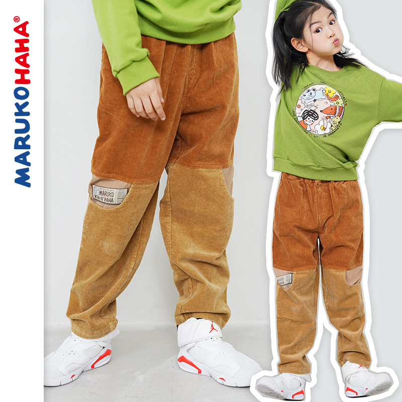 Toothpick pills and girls boys and boys paternity cork pants loose sports relaxed sports pants coloured splicing