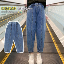 Girls cowboy long pants 2021 new spring and autumn dress foreign style 6 outside wear 7 loose 8 fashion 9 Spring models ten years old thin model