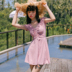 Thời trang áo tắm kẻ sọc nữ nhỏ tươi che bụng thon gọn ngực nhỏ tụ tập mùa xuân giải trí áo tắm kỳ nghỉ - Bộ đồ bơi hai mảnh áo bơi 2 mảnh kín đáo Bộ đồ bơi hai mảnh