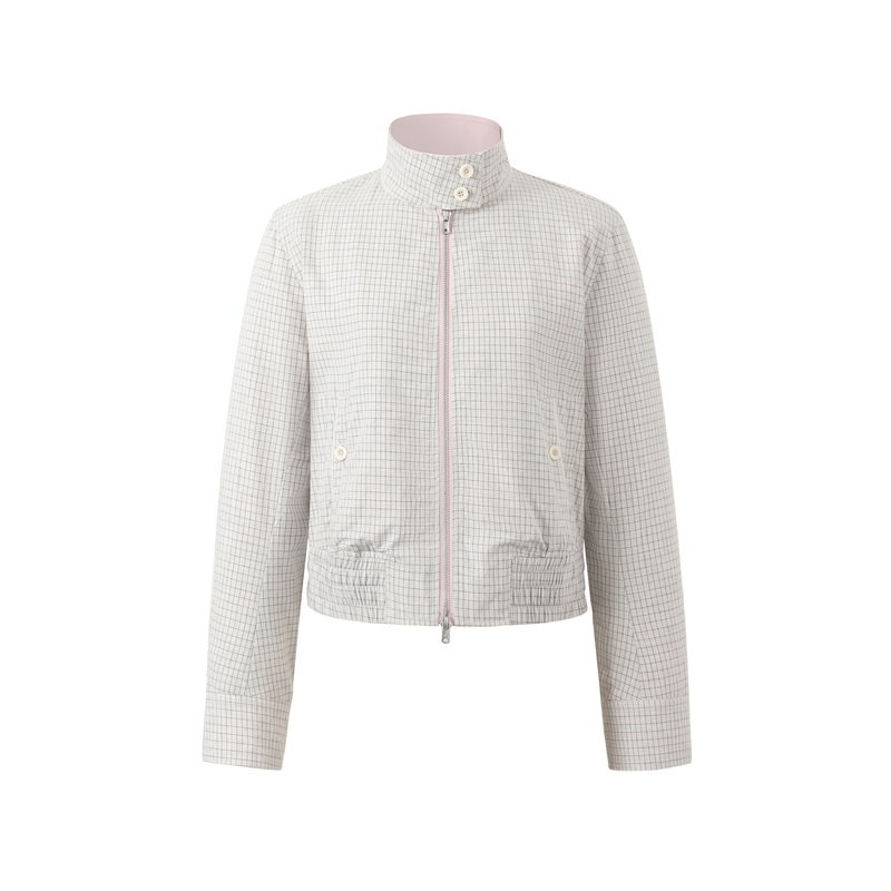 Antiatag “Warm Monologue” Wool Blend Houndstooth Pattern Color-Blocking Patchwork Regular Shoulder Stand Collar Jacket