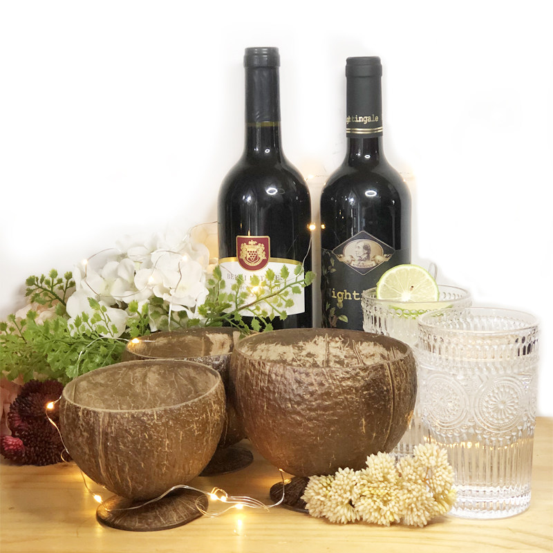 Creative Natural Coconut Shell Cup Wine Glass Dessert Cup Beverage Cup Juice Milk Tea Alcohol Coconut Shell Cup Southeast Asia Tableware