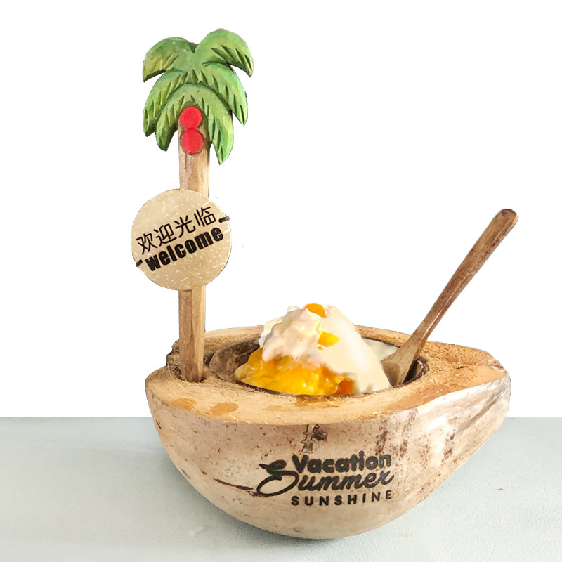 Coconut Bowl Coconut Tree Shaped Bowl Ice Cream Bowl Southeast Asian Tableware Pastoral Style Dessert Bowl Custom Logo