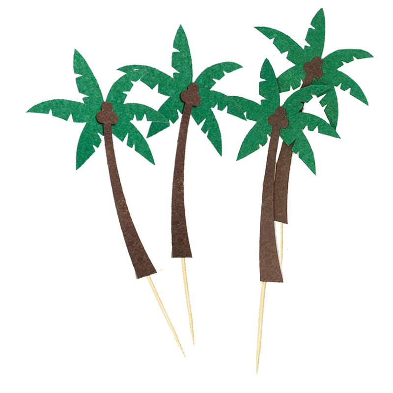 Felt Coconut Tree Pick Fruit Pick Fruit Insert Dessert Salad Decoration Coconut Tree Pick Toothpick Cake Sign Fruit Plate Set Plate