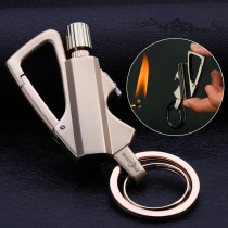 Three-in-one multifunctional bottle opener ten thousand times match key chain mens waist hanging lighter car pendant mens gift