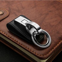 South Korea new mens waist hanging leather double ring belt keychain trendy creative car key chain gift