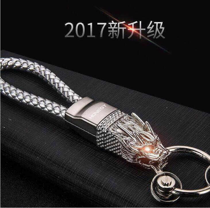 Korean Version HONEST Metal Men Style Handmade Woven Rope Relief Tap Car Key Button Chain Link Brief Gift