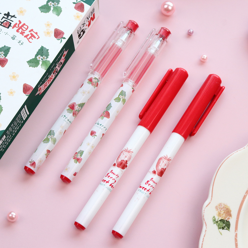 Morning light Strawberry limited speed dry medium pen 0 5mm little fresher young girl's heart anti-fatigue water-based pen student with B6708