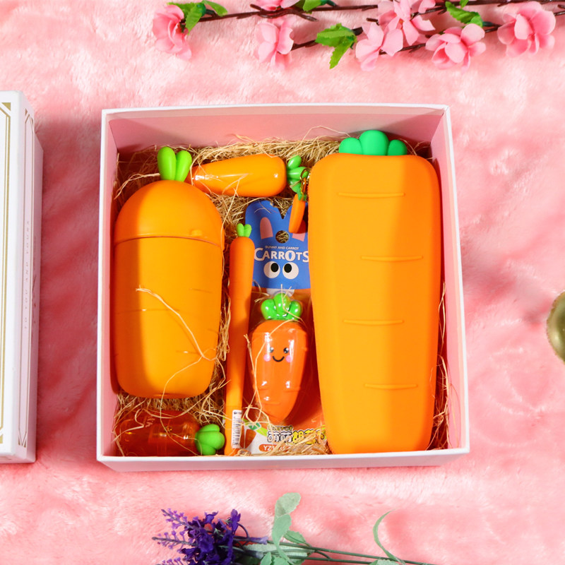 Carrot Stationery Suit Cute Creative Male Schoolgirl Gift Bag Elementary School Junior High School Student Prize Birthday Present