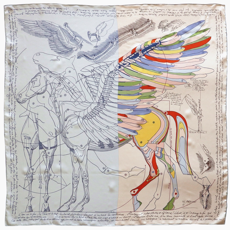 Hot Item Mechanical Pegasus High-End Silk Scarf Made of Mulberry Silk, 18mm Silk Scarf for Women, Shawl, Neck Protector, Large Square Scarf