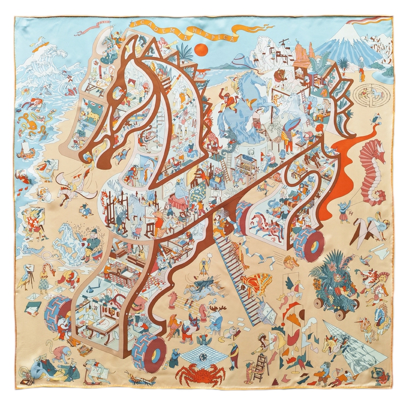 Hot Item Equestrian Academy High-End 18mm Twill Silk Scarf, Mulberry Silk Neck Scarf, Square Scarf, Shawl