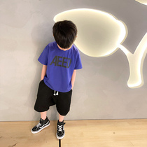 (Seven fold back) boys summer clothes new large child children printed short sleeves T-shirt foreign air baby loose blouse