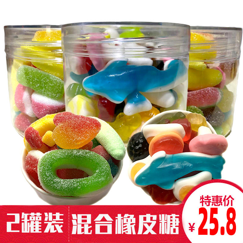 German brand rubber sugar 200g x2 canned qq soft sugar water fruity sugar children sugar snacks Meidle production