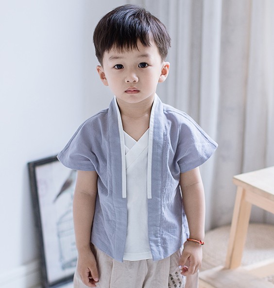 Boys Han quần áo Trung Quốc Xia gió giả hai mảnh quần đèn lồng nam áo khoác kho báu retro Tang phù hợp với trẻ em già.