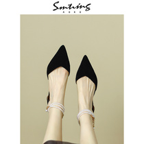 Japon ULOVAZN-The New Black Pointed Fashion Strings of the New Black Pointed Fashion Strings of the Spring New Black Custard Fashion of the New Black Pointed Sandals