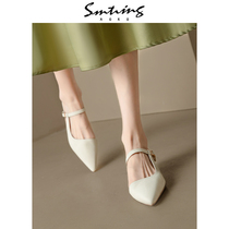 Japan ULOVAZN-KAZINFORM The new white pointed buds of the spring new white pointed Ding-character cingulum Baotou sandal sandals