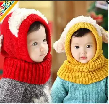 Children's baby winter outdoor windproof and warm cap for men and women baby ear protection neck sleeve integrated wool hat