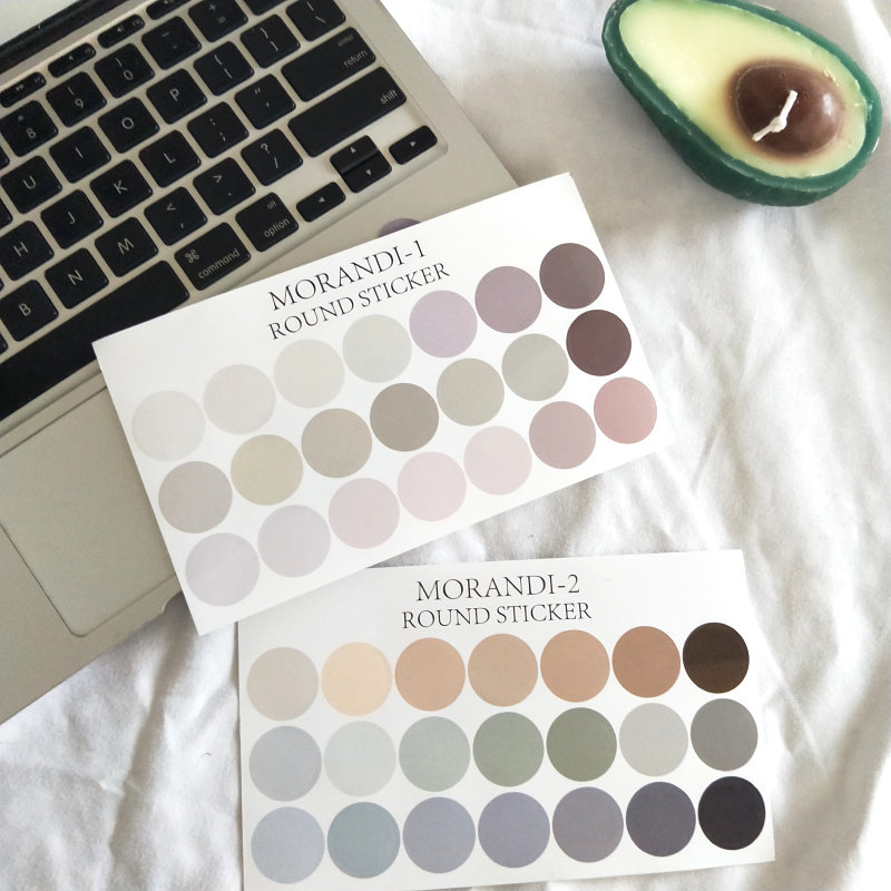 Polka dot sticker Simple ins Korean style Morandi color card sticker Hand account peripheral sealing sticker with Korean style card