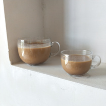 ins Hanfeng pastoral Milk Cup glass large capacity thick coffee cup transparent household modern breakfast cup