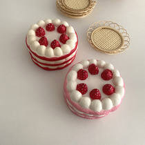 ins Hanfeng cute gift ornaments strawberry cake photo props PU slow rebound photo birthday cake