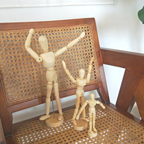 ins Hanfeng home soft furnishings shooting props with desk study decoration multi-joint small wooden people
