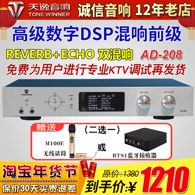 Winner Tianyi AD-208 Reverberator Professional Home Karaoke Machine Power Amplifier Microphone Effect KTV