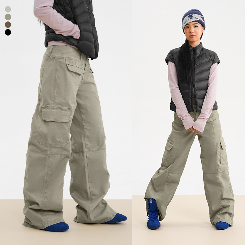 Cryingcenter Craft Multi-Pocket Slightly Wrinkled Straight-Leg Cargo Pants Unisex Crying Center