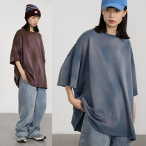 CryingCenter Grape Skin and Splash Blue Wasteland Style Fried Color Tie-Dye Huge Square T Crying Center