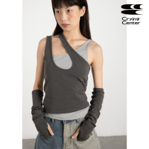 CryingCenter Middle Ages Gray Millennial Spice Girls Folding Fake Two-Piece Vests With Sleeves Crying Center