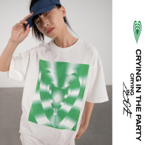 CryingCenter Valentines Day limited green heart print loose crew neck tee cry center