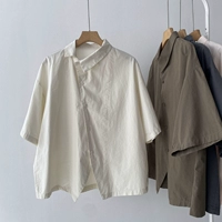 Летняя тонкая японская дизайнерская рубашка, короткий рукав, тренд сезона