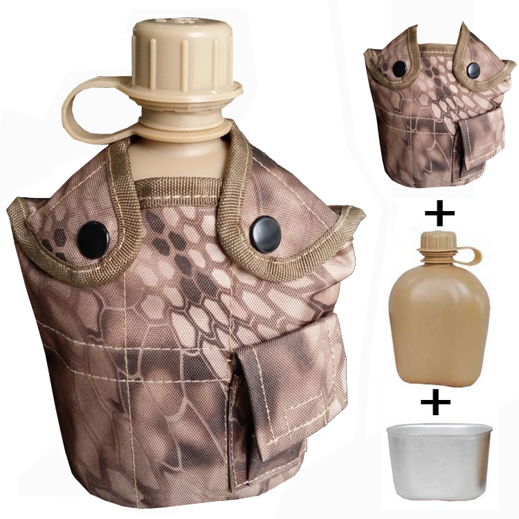 Military Fan Army Brigade Outdoor Camping Camping American Snake Veins python Camouflaire Military Training Travel Army Kettle Water Cup with aluminum lunch box