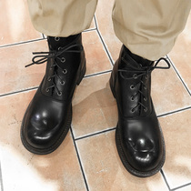 Spring and Autumn handmade leather big scalp boots tooling motorcycle boots mens high-top Martin boots lace-up retro hip-hop style to keep warm