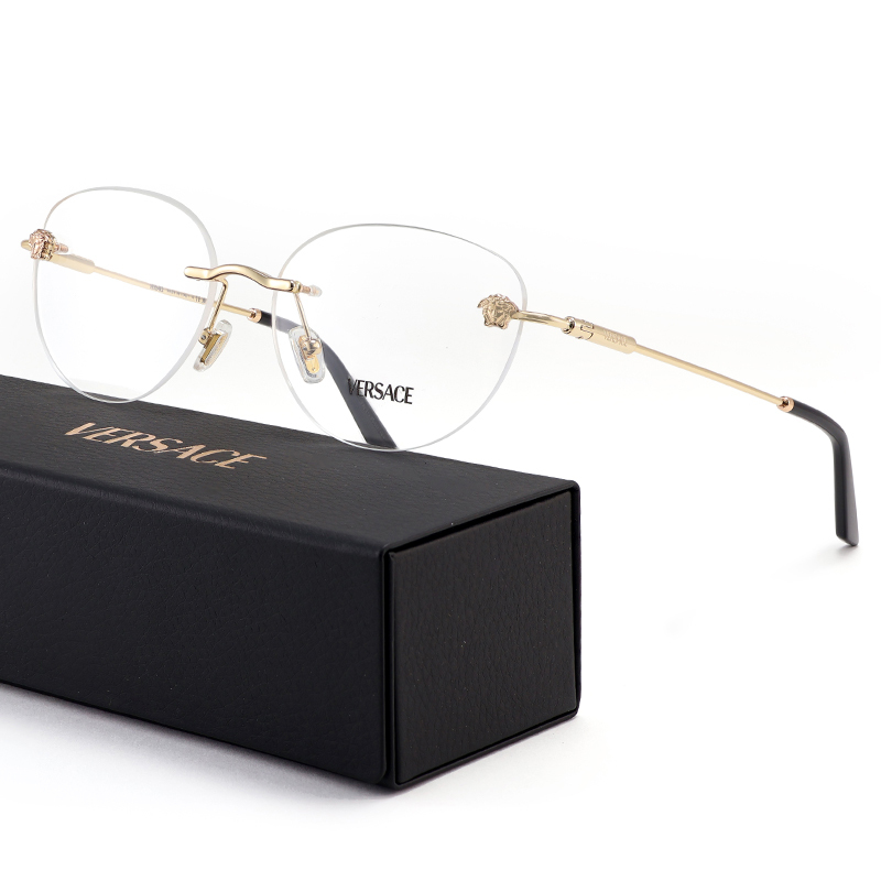 Versace Versace High-Fashion Women's Eyeglass Frame Ve1305 Medusa Logo Frameless Non-Prescription Glasses Versace Versace High-Fashion Women's Eyeglass Frame Ve1305 Medusa Logo Frameless Non-Prescription Glasses