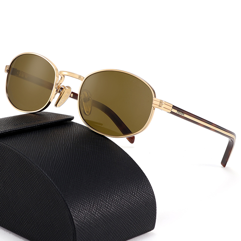 Prada Liu Wen Style Alloy Sunglasses 0Pr B53S Small Oval Trendy Sunshade Slimming Sunglasses