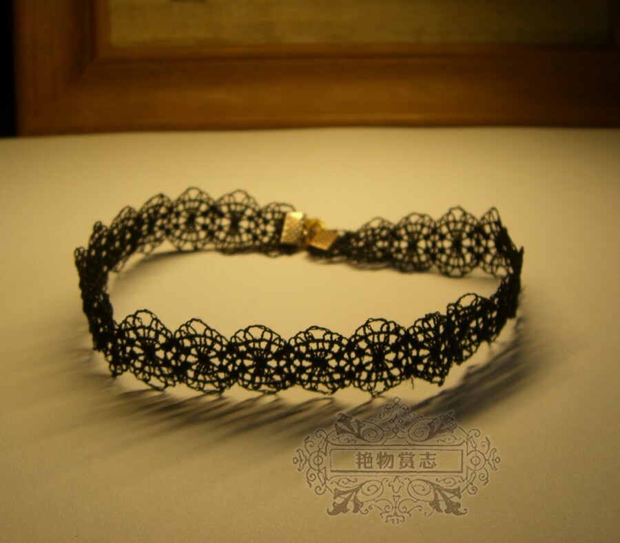 Simply black lace Hashikuku Short Cyclock neck necklace necklace necklace necklace chocker