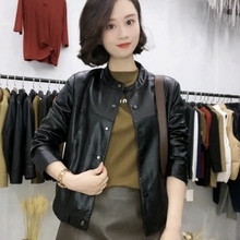 Minimalist spring soft leather casual loose fitting leather jacket for women's top, slimming out, oversized leather jacket, versatile and stylish jacket trend