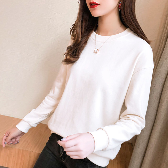 Round neck sweatshirt 2024 new women's pure cotton long-sleeved loose Korean style foreign style early spring and autumn versatile pullover top trend