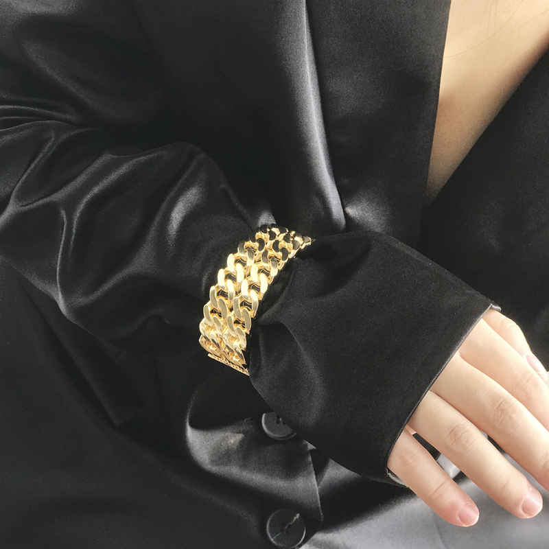 Korean Ins Niche Design Bracelet for Women, European and American Style Metal Jewelry, Hip-Hop Chain Sweater Cuff Bracelet