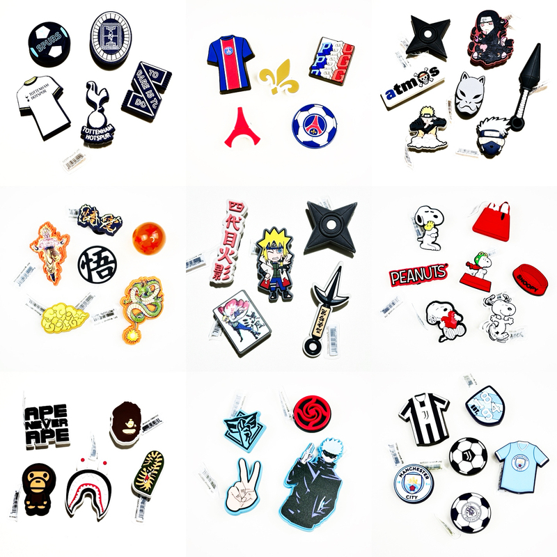 New Men's Soccer Japanese Anime Themed Clogs Shoe Charms Soft Rubber DIY Couple Versatile Fashionable Textured Shoe Decorations