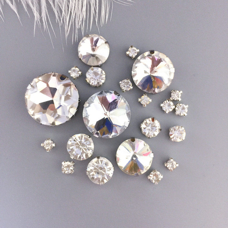 Diy rhinestone wedding dress accessories glass hand sewing special-shaped claw drill clothes shoes bag mending drill round